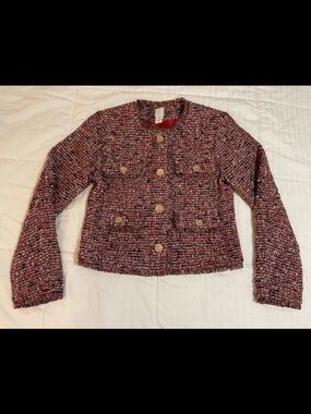 SOLD 🏷️🏷️🏷️NWOT Joie Tweed Cropped Women Blazer Jacket Medium Pink Metallic